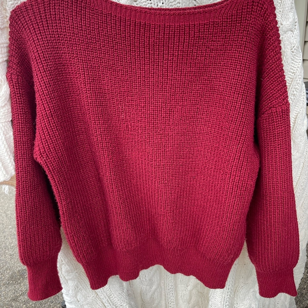 Women's Scoop neck Red Sweater